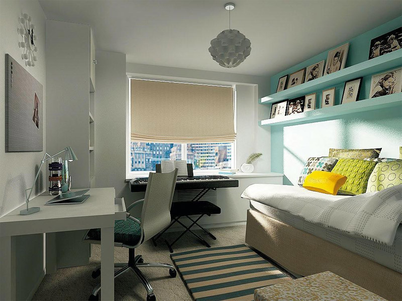 Children's bedroom with turquoise