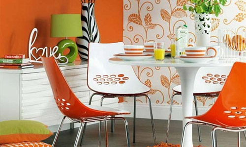 The combination of patterned wallpaper and plain