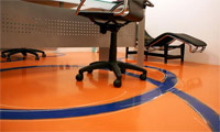 Orange jellied floor in office