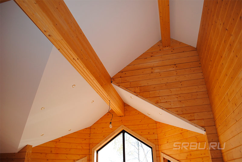 Plasterboard ceiling in a timber house