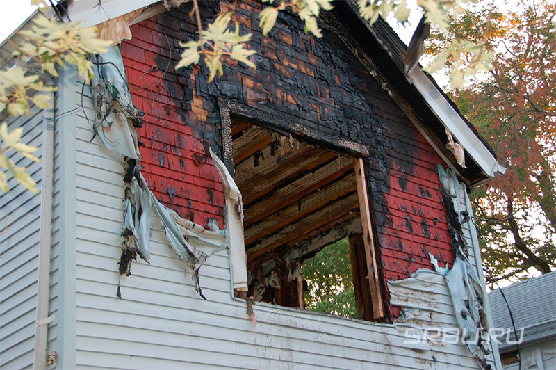 Vinyl siding after a fire