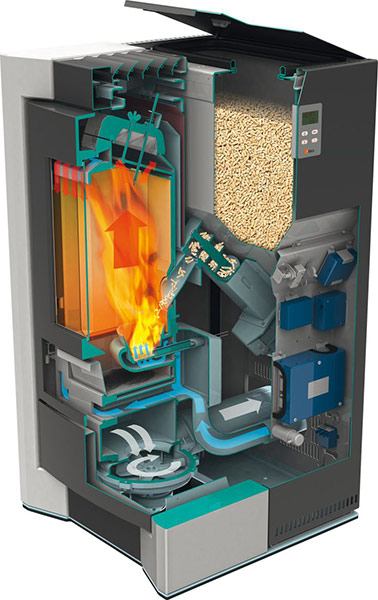  larawan ng cutaway pellet boiler