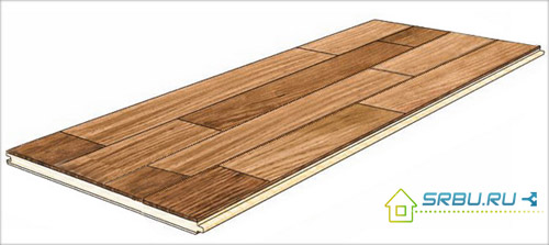 Planche de parquet à quatre lames