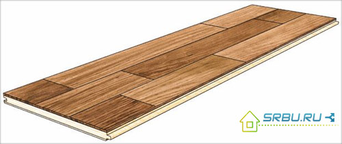 Three-strip parquet board