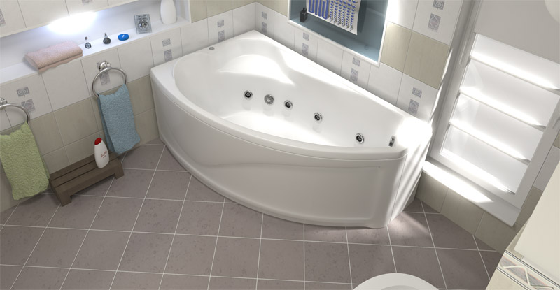 Asymmetrische Eckbadewanne