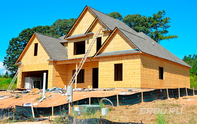 Frame house sheathed OSB