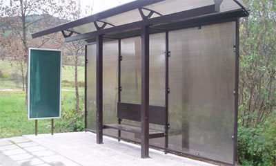 Cellular polycarbonate bus stops