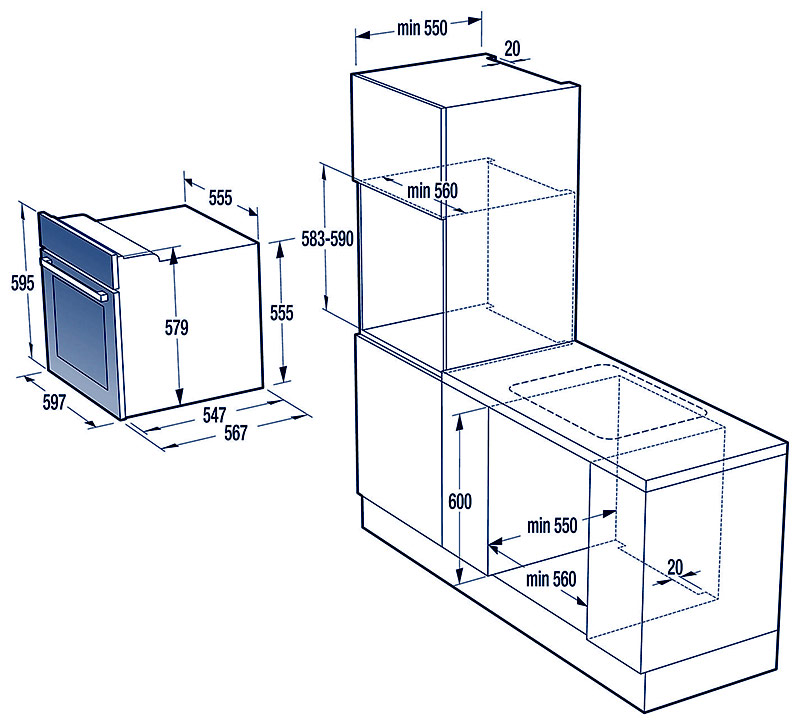 Rules for embedding the oven